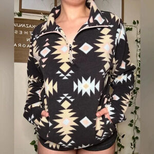 Pacsun Patterned Fleece Quarter Zip